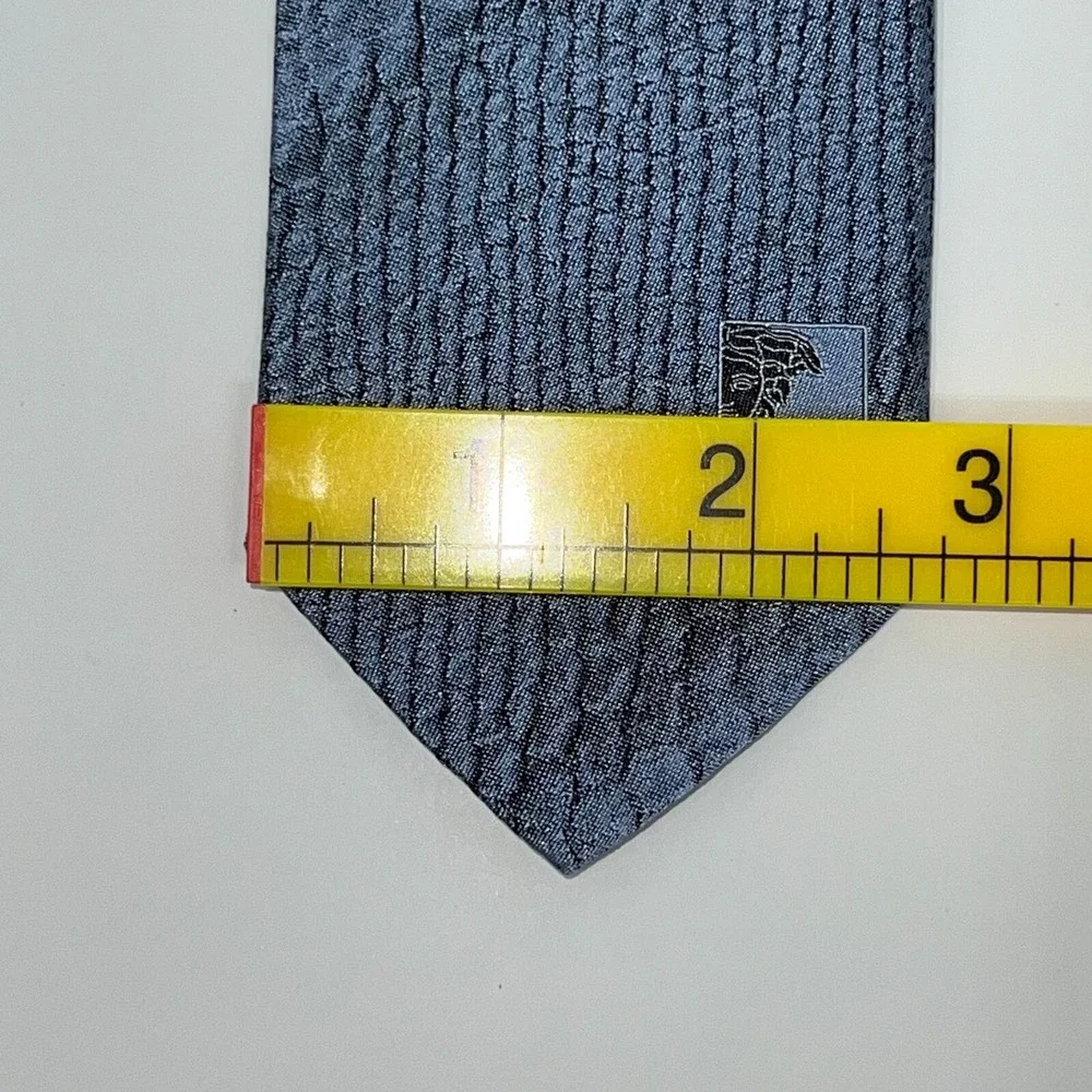 Versace‎ Collection Mens Blue Silk Geometric Pattern Classic Neck Tie - Picture 7 of 7